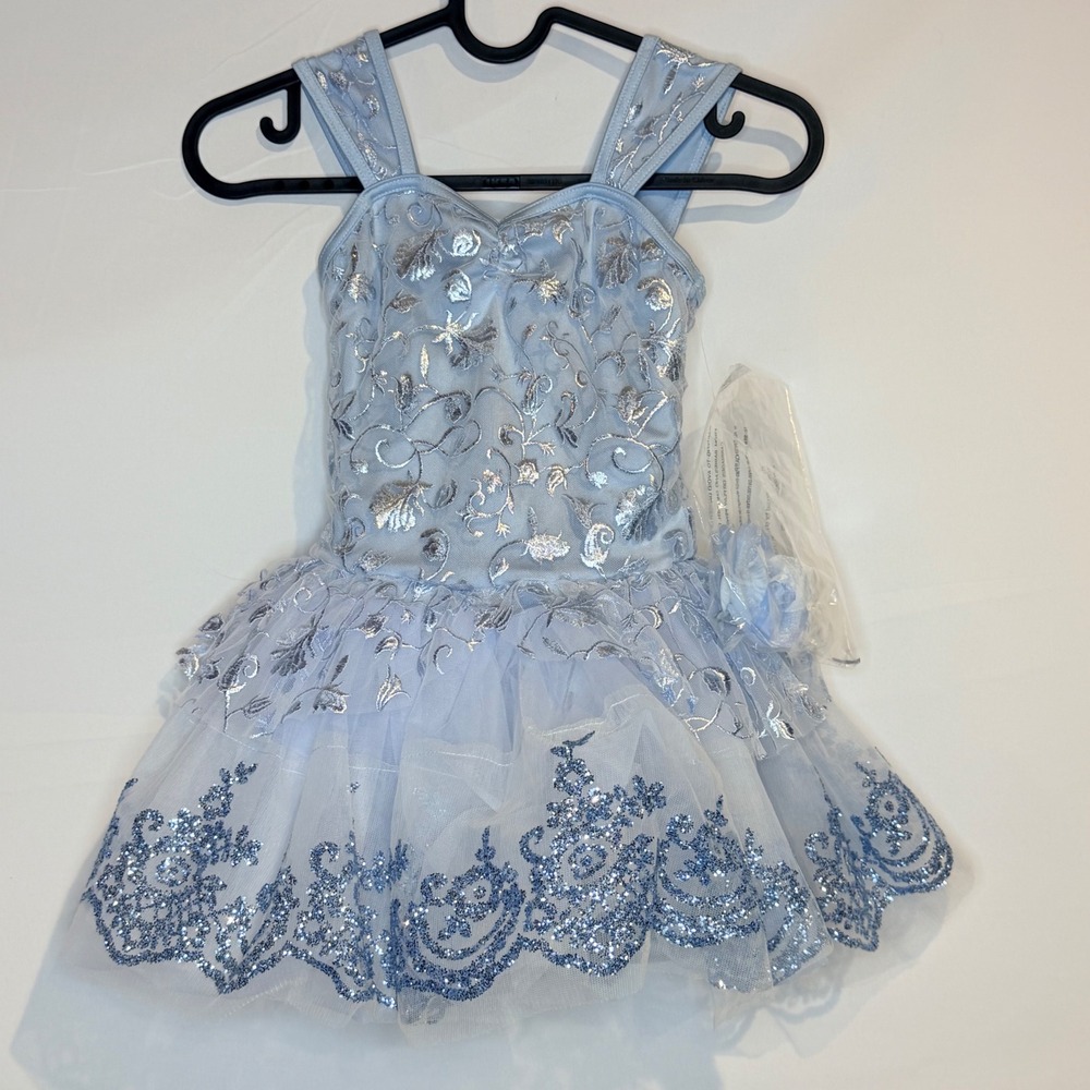 Weissman Kids Light Blue Silver Embroidered Sequin Ballet Tutu Costume SC 64830